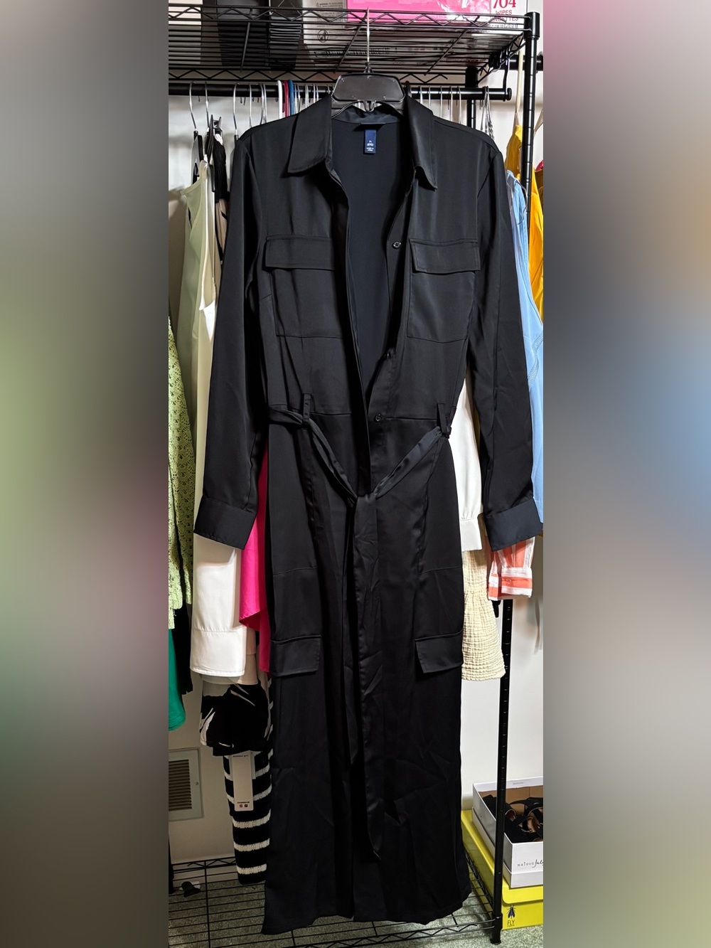 Scoop Black Utility Jumpsuit with Chest Pockets